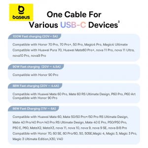 Baseus Discolor Series Cable 100W Usb to Type-c Fast Charging Data Cable Black P10374903111-00