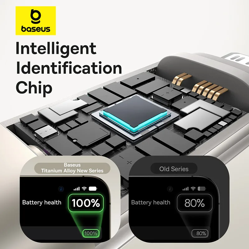 Baseus Cable For Iphone 14 13 12 Series  Titanium Alloy PD 20W Type-c to Lightning Data P10378101G21-00