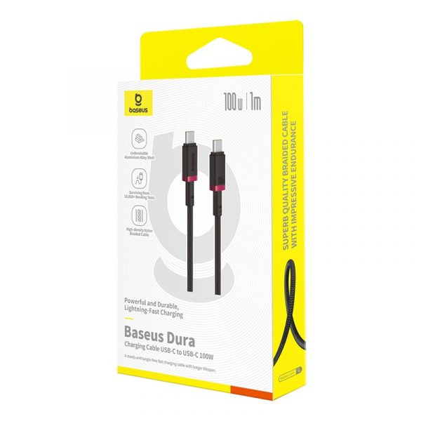 Baseus Cable PD 100W For Iphone 15 16 Series Samsung Google Pixel Laptop Macbook Dura series Type-c to Type-c Cable Gold Black P10377803U01-00 - Image 4