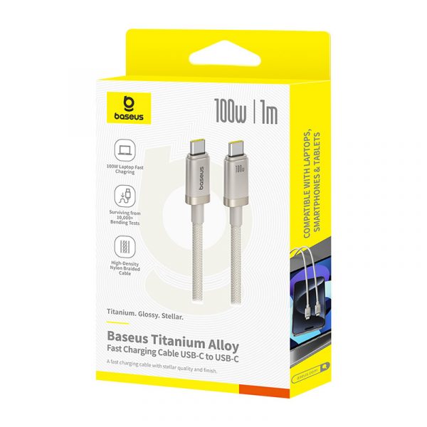 Baseus Cable PD 100W Type-C to Type-C For Iphone 15 16 Series Macbook Samsung Pixel Titanium Alloy Fast Charging Data Cable P10378100G21-00 - Image 5