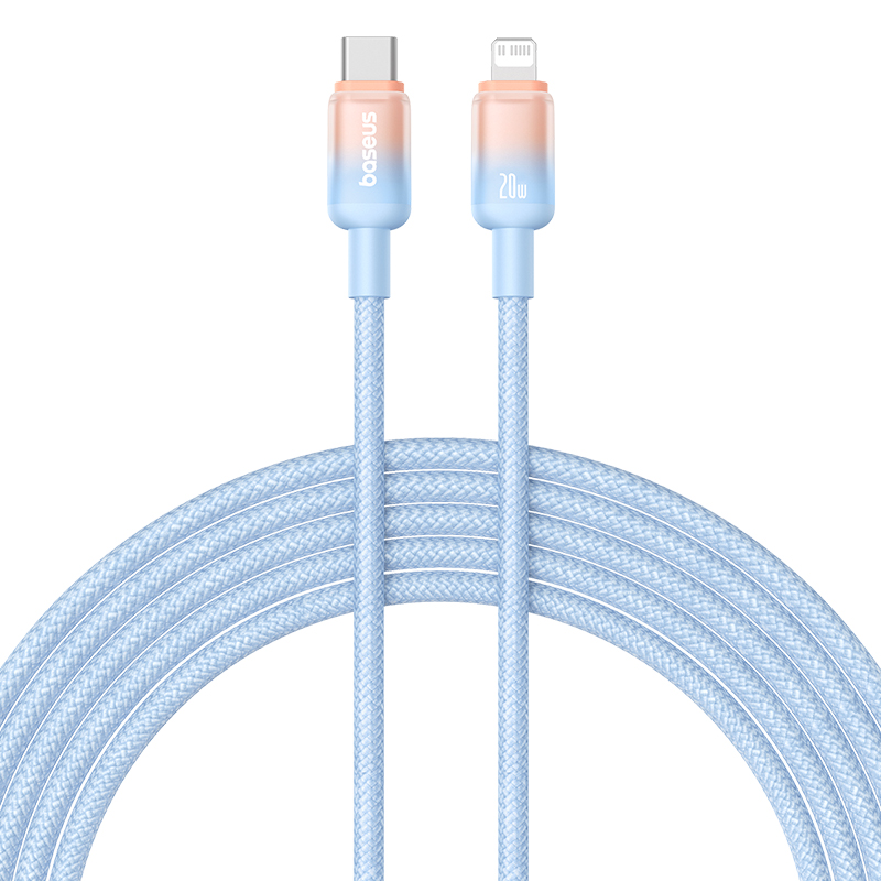 Baseus  Cable Type-c to Lightning 20W PD  Discolor Series For Iphone 14 13 12 11 x Blue 1M P10374901311-01 - Image 2