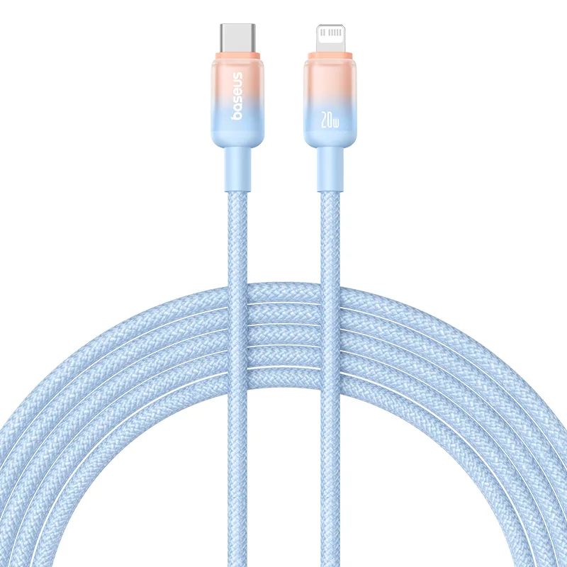 Baseus  Cable Type-c to Lightning 20W PD  Discolor Series For Iphone 14 13 12 11 x Blue 2M P10374901311-00 - Image 2