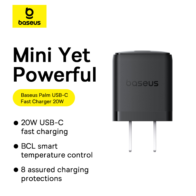 Baseus Charger Palm Series 20W PD Fast Charger 1x Type-c With Type-c to Type-c Cable P10111603113-01