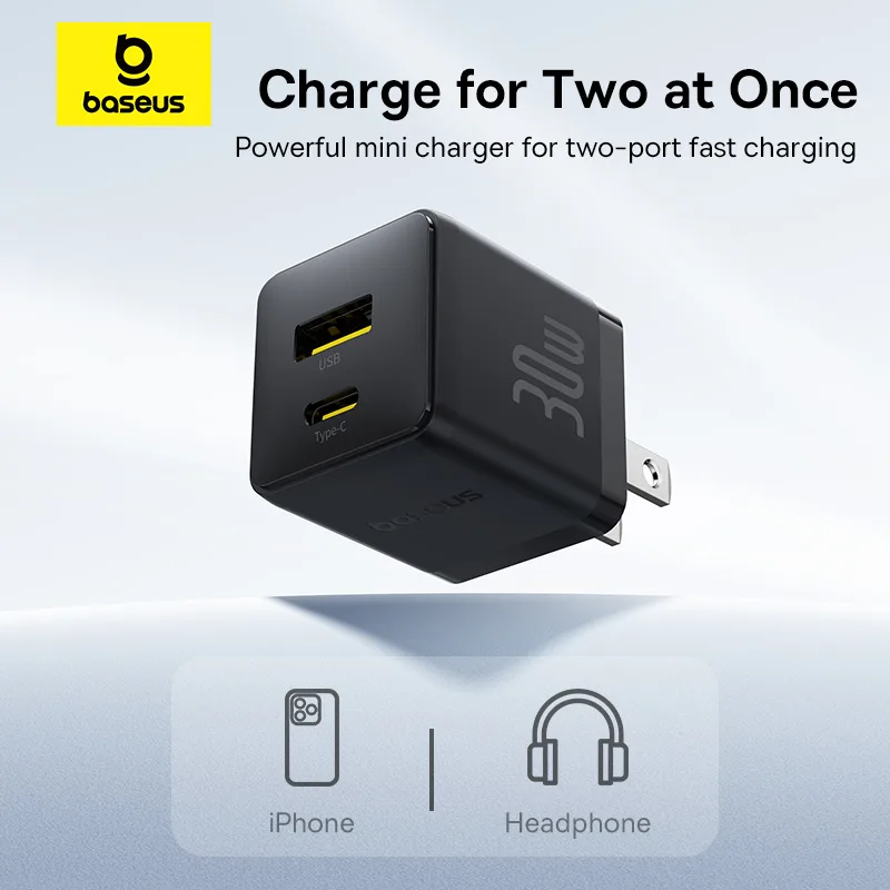 Baseus Charger Palm Series 30W Dual Output  PD  Fast Charger 1X USb 1x Type-c P1011160B113-00 - Image 3