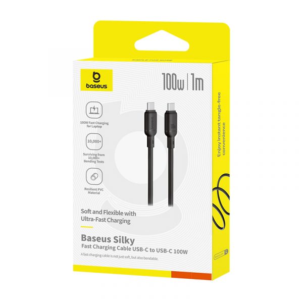 Baseus Silky Series Fast Charging Cable Type-c to Type-C 100W 1m Cluster Black P10377704113-00 - Image 3