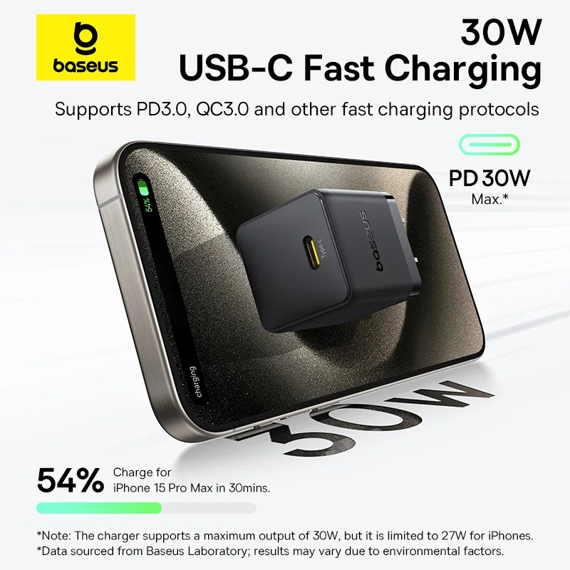Baseus Charger Palm Series 30W PD Fast Charger 1x Type-c P10111606113-00