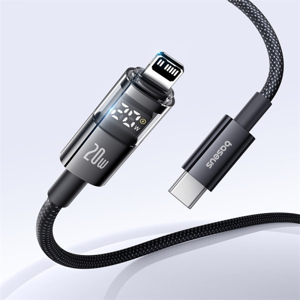 Baseus PD 20W Display 2 Fast Charging Data Cable For Iphone 14 13 12 11 Type-c  to Lightning 2m Cosmic Black P10382703121-01 - Image 2