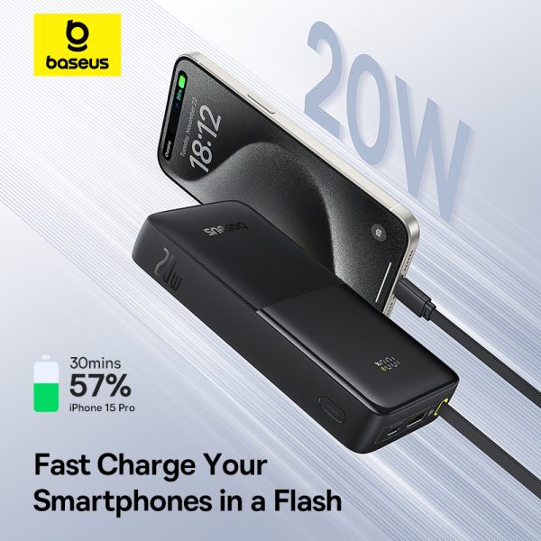 Baseus Power Bank 20W 10000mAh Bipow 2 With Type-c Cable P10077101113-00 - Image 4