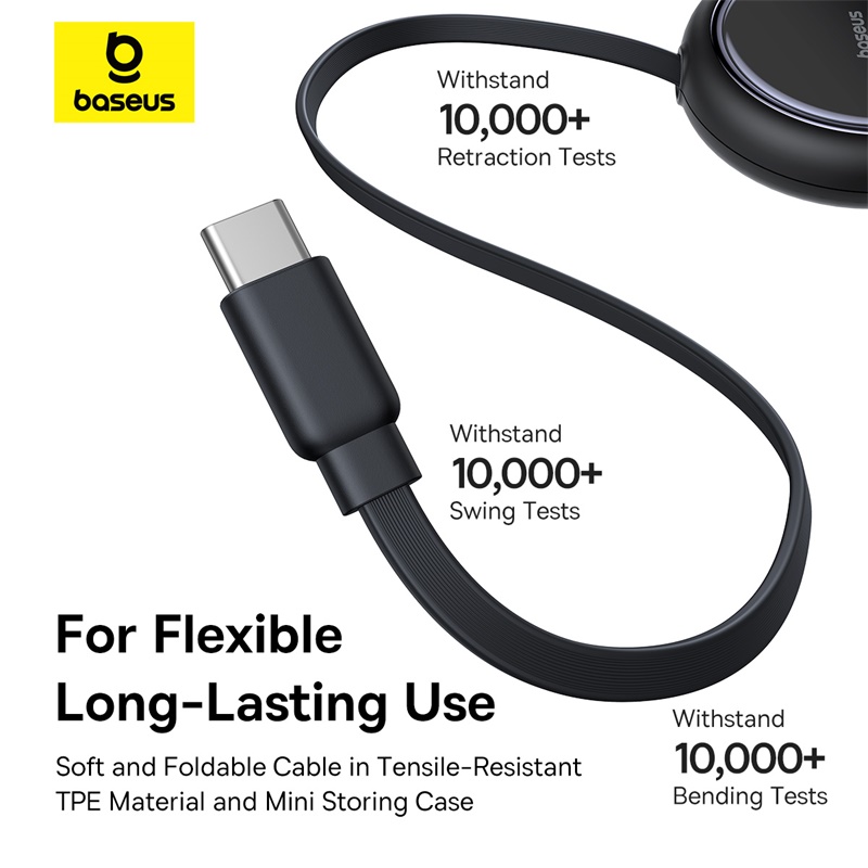 Baseus PD Cable Bright Mirror Series Type-c to Dual Type-c 100w Retractable Fast charging Data Cable 1M P10318602111-00