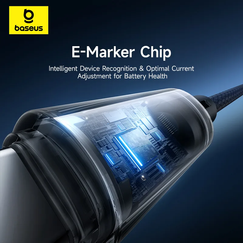 Baseus PD 100W Lit Button-Control Fast Charging Data Cable USB-C to USB-C For Macbook Iphone 15 16 Series Samsung Pixel Cosmic Black 2M P10379000121-01