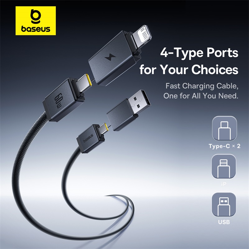 Baseus Versatile Two-for-Two Fast Charging Cable U+C to C+L 60W 2m Cosmic Black P10383000121-02