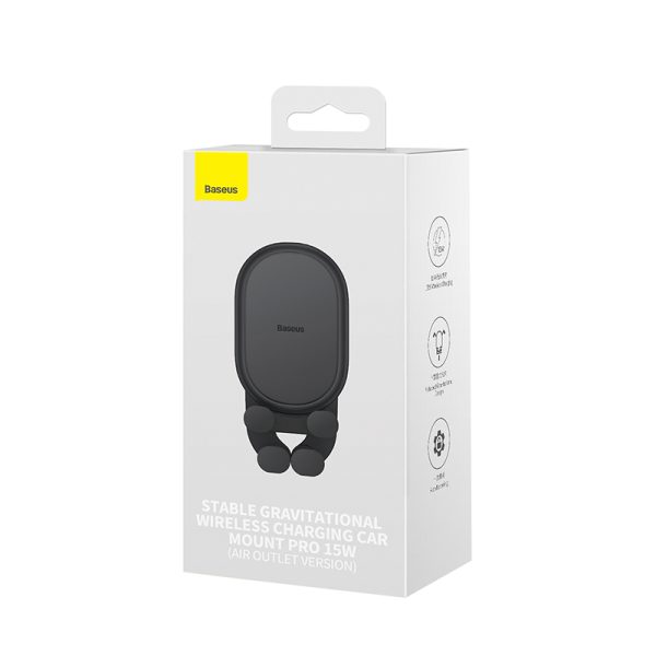 Baseus Stable Gravitational Wireless Charging Car Mount Pro 15W (Air Outlet Version) Black SUWX030001 - Image 5