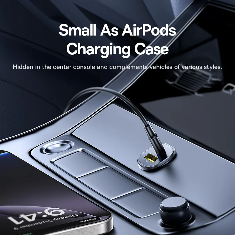 Baseus Car Charger GoTrip Series Dual Output 1xType-c PD 1x USB A 30W Cosmic Black C00072300123-00