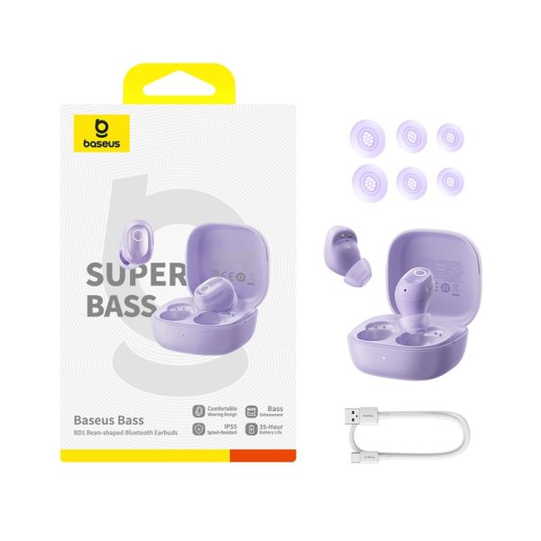Baseus TWS Bass BD1 True Wireless Earbuds 8hour Long Music Time Cosmic Purple A00084601513-Z1