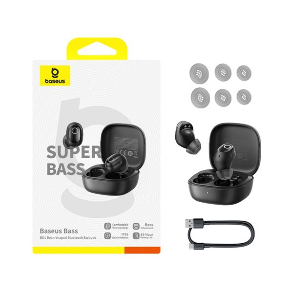 Baseus TWS Bass BD1 True Wireless Earbuds 8hour Long Music Time Cosmic Black A00084601123-Z1