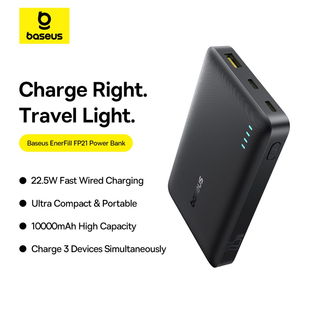 Baseus Power Bank FP21 EnerFill 10000mAh 22.5W With Type-c to Type-c Cable Black P1008210D123-00