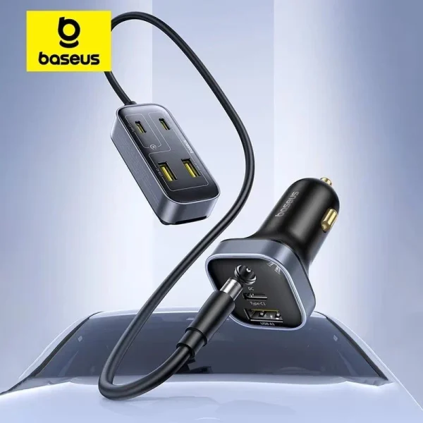 Baseus Car Charger Backseat Pal L1 110W 3USB 3Type-c With 1.5M Extension Cable C00081100121-00 - Image 3