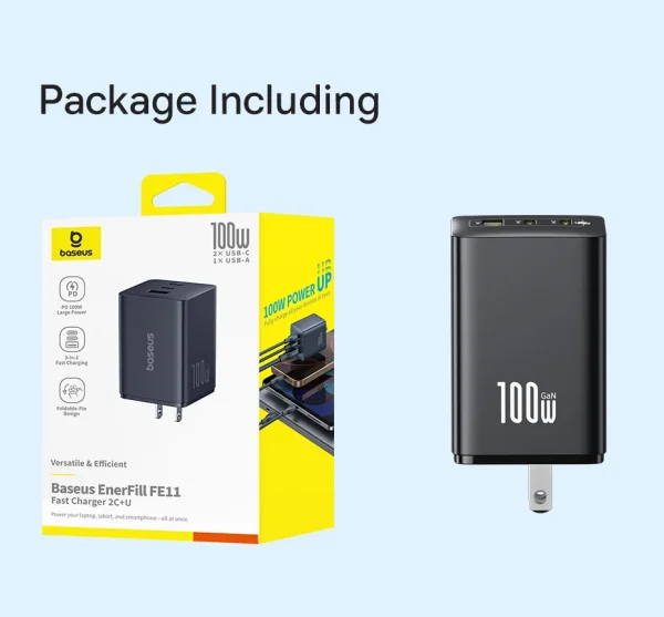 Baseus EnerFill FE11 100w  Fast Charger For Macbook Laptop IPhone 15 16 Samsung S25 Ultra Pixel More US Plug P10182101123-00 - Image 2