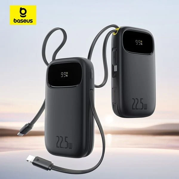 Baseus Power Bank EnerFill FC31 Digital Display Built-in Type-c & Lightning Cable 20000mAh 22.5W Black P10082107123-00