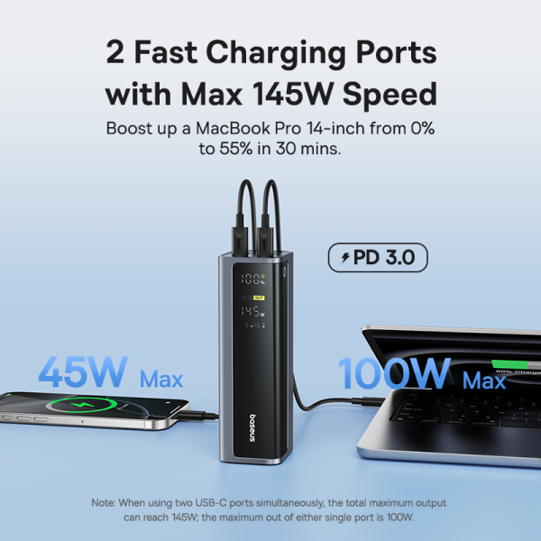 Baseus Power Bank 145W Energeek GP12 20800mAh Powerbank For Macbook Mobile Laptop Ipad P10082109813-00 - Image 2