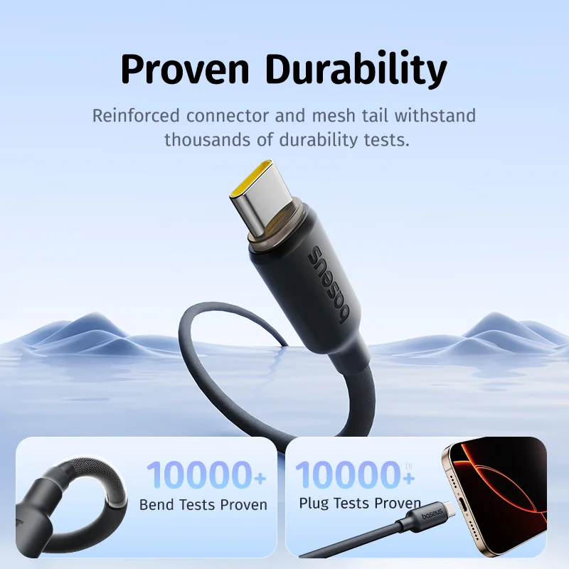 Baseus Cable Foamed Silicone Fast Charging Data Cable USB-A to Type-c  100W  Black 1m E0426800