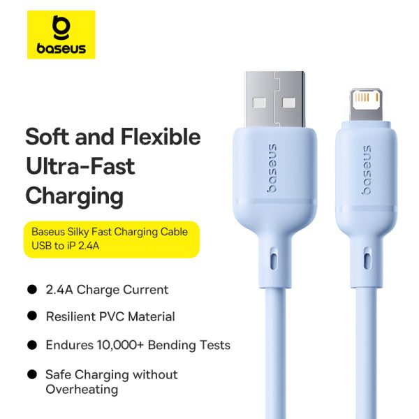 The Baseus Silky Series USB to Lightning For Iphone  2.4A Fast Charging Cable Galaxy blue P10377702313-00