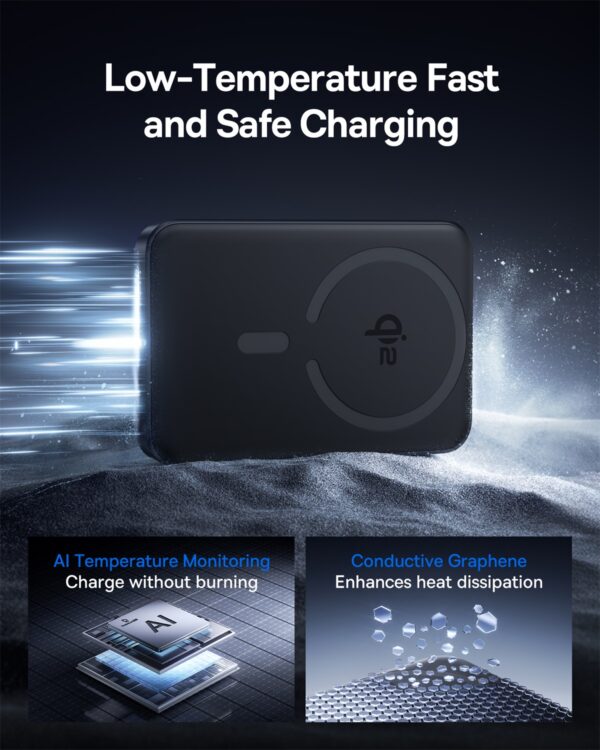 Baseus Wireless power Bank QI2 EnerFill  Fm12  Magnetic Power Bank 10000mAh 22.5W Cosmic Black With Type-c Cable -E0028500 - Image 3