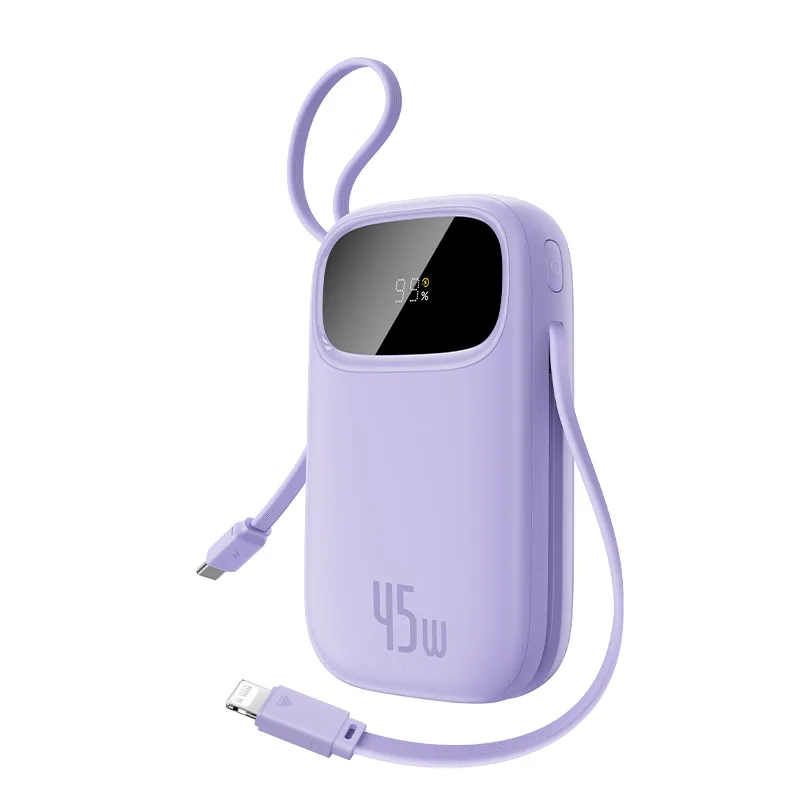 Baseus Power Bank QPow 3 45W EnerFill FC31  Built-in Type-c & Lightning Cable 20000mAh For Iphone X to 17 Series Macbook Pixel S25 Ultra  Purple  E0028D02 - Image 3