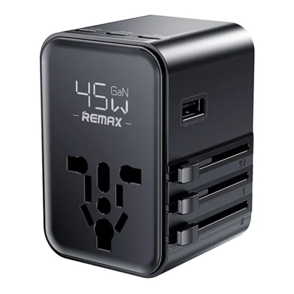 REMAX CM06 Multifunction 3 Type C + 1 USB + 1 AC 45W Fast Charging GaN Travel Wall Charger